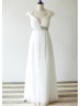 Cap Sleeves Ivory Eyelash Lace Tulle Maternity Wedding Dress